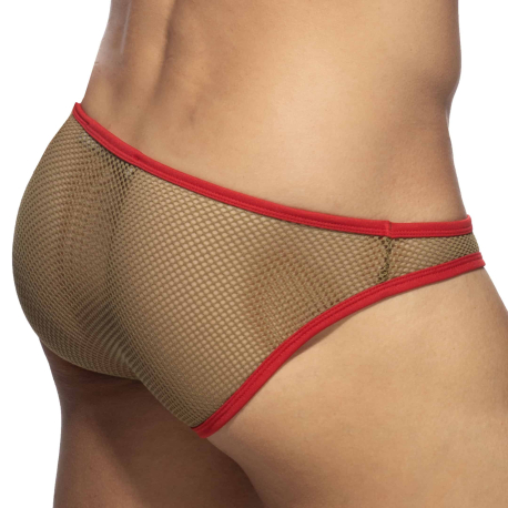 Addicted C-Through Mesh Bikini Briefs - Khaki