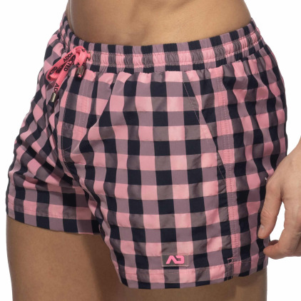 Short de Bain Flashy Squares Rose