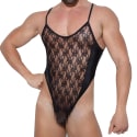 Omohonia Belus Lace Thong Bodysuit - Black