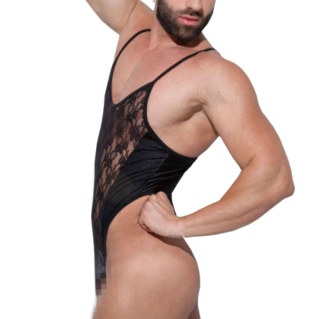 Omohonia Belus Lace Thong Bodysuit - Black