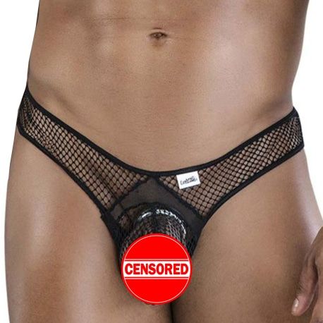 CandyMan String Résille Noir