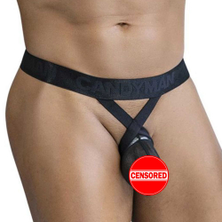 CandyMan Mesh String Jock - Black