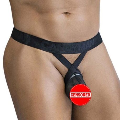 CandyMan Mesh String Jock - Black