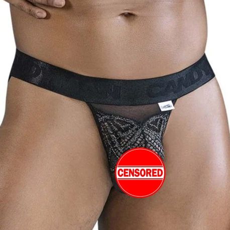 CandyMan String Dentelle - Résille Noir