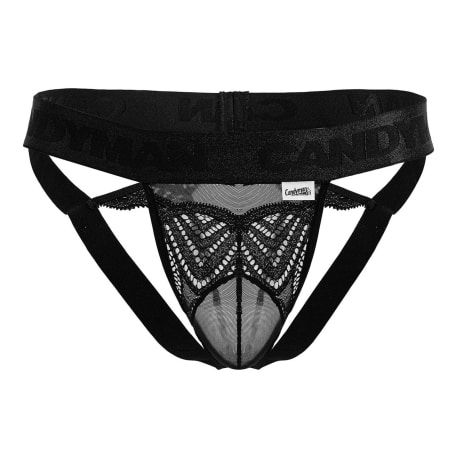 CandyMan String Dentelle - Résille Noir