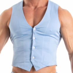 TOF Paris Chino Buttoned Vest - Sky Blue