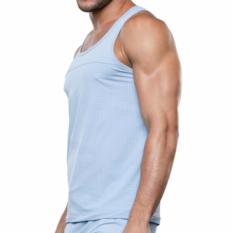Andrew Christian Breeze Mesh Gym Tank Top - Powder Blue