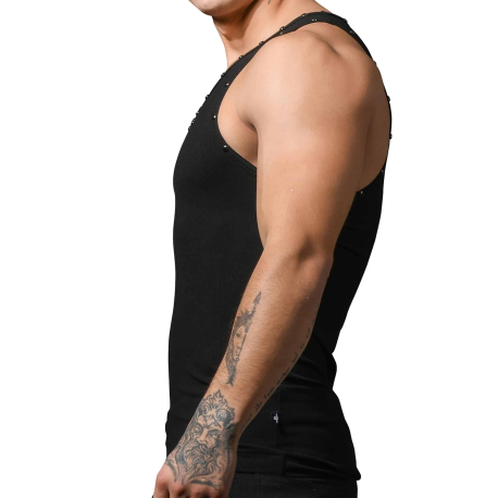Andrew Christian Studded Beater Tank Top - Black