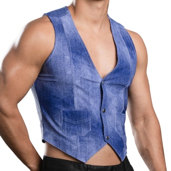 Gilet Stretch Denim Indigo Andrew Christian