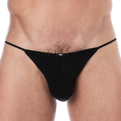 Slip Tanga Mini Coton Uni Noir SKU