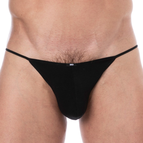 SKU Plain Cotton Mini Tanga Briefs - Black