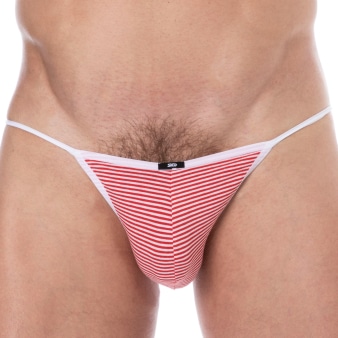 Slip Tanga Mini Coton Rayure Rouge - Blanc SKU