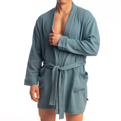 Robe de Chambre Palm Spring Bleu Alizé L'Homme Invisible