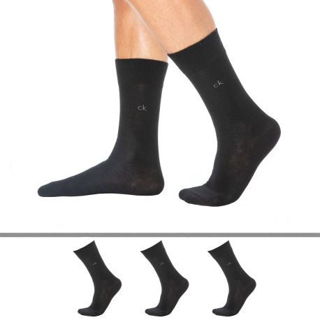 Calvin Klein Lot de 3 Paires de Chaussettes Basses Noires