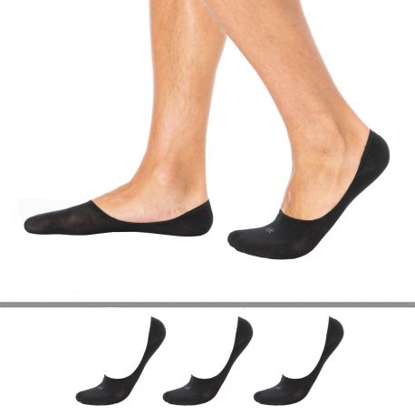 Calvin Klein Lot de 3 Paires de Chaussettes Invisibles Mid Cut Noires