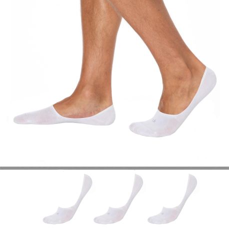 Calvin Klein Lot de 3 Paires de Chaussettes Invisibles Mid Cut Blanches
