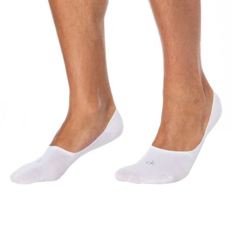 Calvin Klein Lot de 3 Paires de Chaussettes Invisibles Mid Cut Blanches