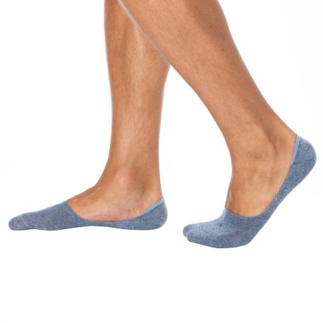 Calvin Klein Lot de 3 Paires de Chaussettes Invisibles Mid Cut Bleu Denim