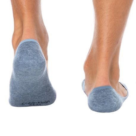 Calvin Klein Lot de 3 Paires de Chaussettes Invisibles Mid Cut Bleu Denim