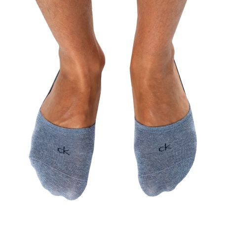 Calvin Klein Lot de 3 Paires de Chaussettes Invisibles Mid Cut Bleu Denim