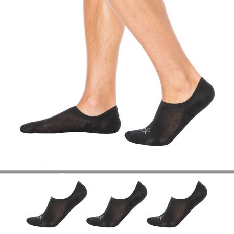 Calvin Klein Lot de 3 Paires de Chaussettes Invisibles High Cut Noires