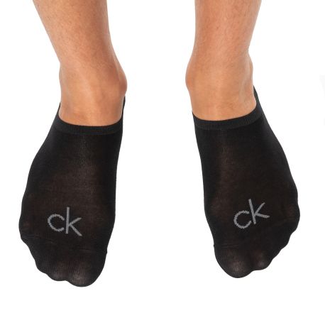 Calvin Klein Lot de 3 Paires de Chaussettes Invisibles High Cut Noires