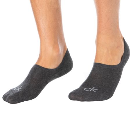 Calvin Klein Lot de 3 Paires de Chaussettes Invisibles High Cut - Gris Chiné - Anthracite - Noir