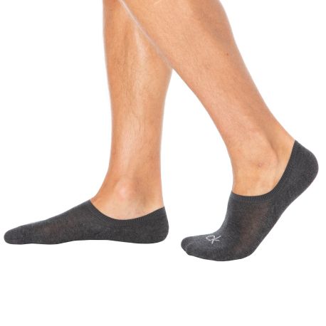 Calvin Klein Lot de 3 Paires de Chaussettes Invisibles High Cut - Gris Chiné - Anthracite - Noir