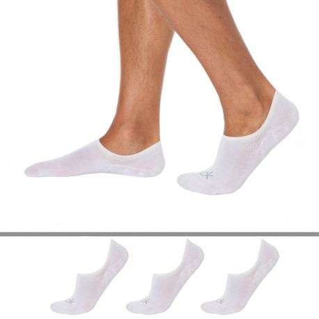 Calvin Klein Lot de 3 Paires de Chaussettes Invisibles High Cut Blanches