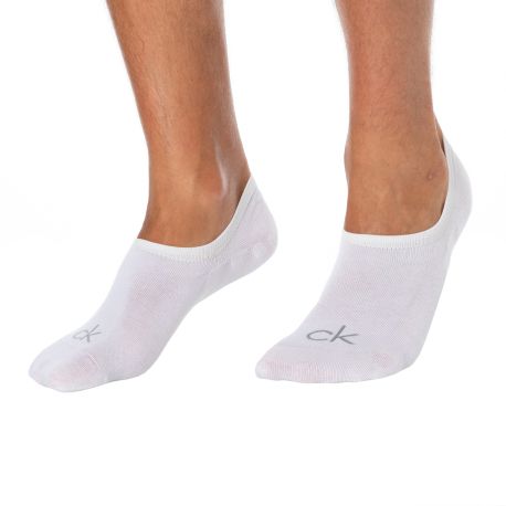 Calvin Klein Lot de 3 Paires de Chaussettes Invisibles High Cut Blanches
