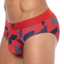 Emporio Armani All Over Printed Microfiber Briefs - Cherry