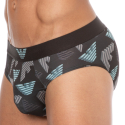 Emporio Armani All Over Printed Microfiber Briefs - Chocolate