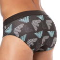 Emporio Armani All Over Printed Microfiber Briefs - Chocolate