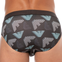 Emporio Armani All Over Printed Microfiber Briefs - Chocolate