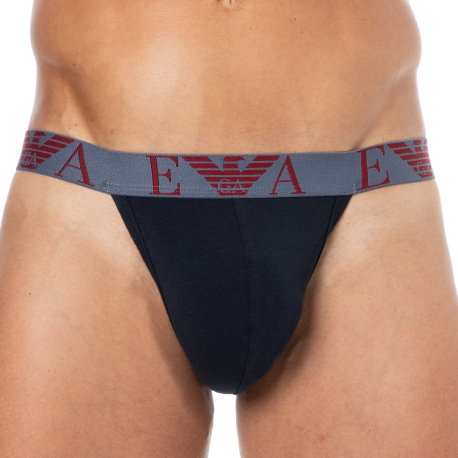 Emporio Armani Bold Monogram Cotton Jock - Navy - Rhubarb