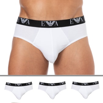 Lot de 3 Slips Bold Monogram Coton Blancs Emporio Armani