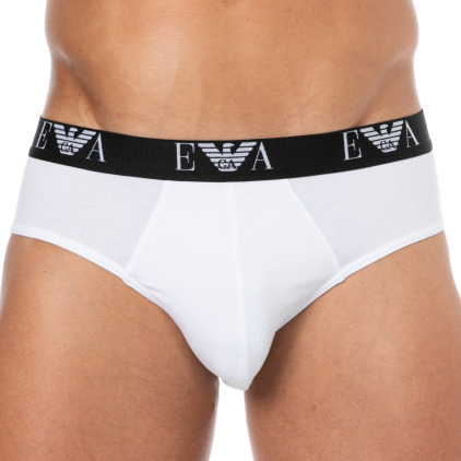 Lot de 3 Slips Bold Monogram Coton Blancs Emporio Armani