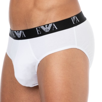 Lot de 3 Slips Bold Monogram Coton Blancs Emporio Armani