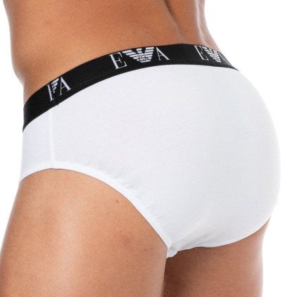 Lot de 3 Slips Bold Monogram Coton Blancs Emporio Armani