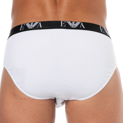 Lot de 3 Slips Bold Monogram Coton Blancs Emporio Armani
