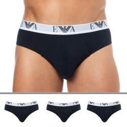Emporio Armani 3-Pack Bold Monogram Cotton Briefs - Navy