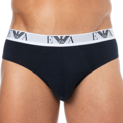 Lot de 3 Slips Bold Monogram Coton Bleu Marine Emporio Armani