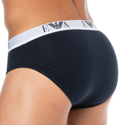 Lot de 3 Slips Bold Monogram Coton Bleu Marine Emporio Armani