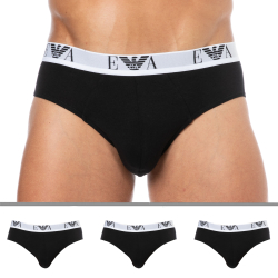 Emporio Armani 3-Pack Bold Monogram Cotton Briefs - Black