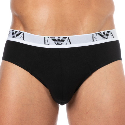 Lot de 3 Slips Bold Monogram Coton Noirs Emporio Armani