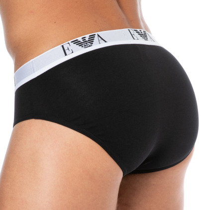 Lot de 3 Slips Bold Monogram Coton Noirs Emporio Armani