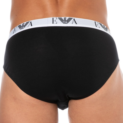 Lot de 3 Slips Bold Monogram Coton Noirs Emporio Armani