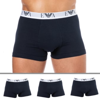 Lot de 3 Boxers Bold Monogram Coton Bleu Marine Emporio Armani