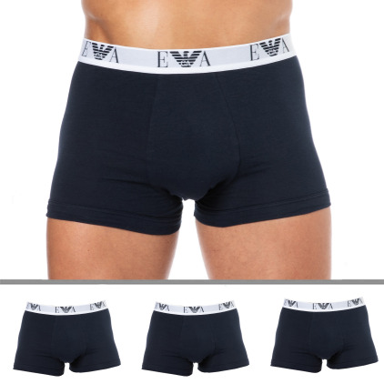Lot de 3 Boxers Bold Monogram Coton Bleu Marine Emporio Armani
