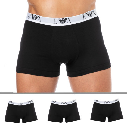 Lot de 3 Boxers Bold Monogram Coton Noirs Emporio Armani